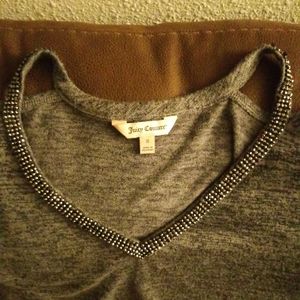 Juicy Couture gray blouse with stones on a V neck